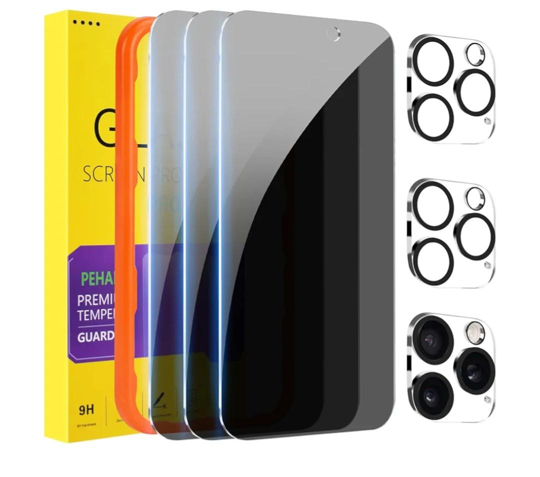 PEHAEL 1 Pack for iPhone 16 Pro Max Privacy Screen Protector with Camera Lens Protector Full Coverage Anti-Spy Tempered Glass Film 9H Hardness Easy Installation Bubble Free [6.9 inch