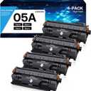 05A Toner Cartridge High Yield Compatible for HP CE505A Replacement for HP P2035 P2035N 2035N P2055DN 2055DN P2030 P2050 P2055X P2055D Printer (Black, 4-Pack)