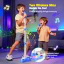 Stand Karaoke Machine Toy for Kids Ages 3-5 4-6 5-7 Birthday Gifts for 3 4 5 6 7 8 Year Old Boy, Kid Rechargeable Karaoke Microphone with 2 Wireless Mics, Bluetooth Speaker Toddlers Boys Party Toys