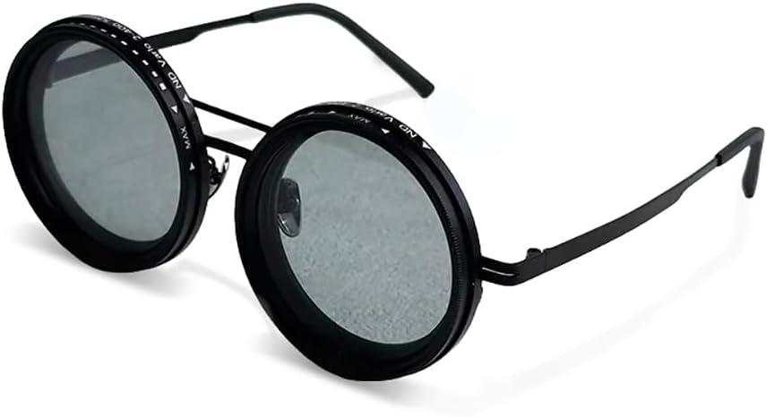 Hand Made Nd-400 9 Gears Round Polarized Adjustable Dimming Men Sunglasses women Filter Diving Fishing (Dbblack)