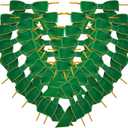 50pcs 3-1/2" Metallic Gold Edge Ribbon Bows for Crafts Green Bows for Christmas Packing Wrapping Holiday Decoration (3.5"-G.Green)