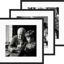 eletecpro Gallery Wall Frame Set of 3, 20x20 Inch Square Black Frames with 16x16 Mat, Scratch-Resistant Finish for Modern Home Decor