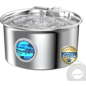 Cat Water Fountain Stainless Steel: 2.6L Cat Fountain for Drinking - Pet Water Fountain for Cats Indoor - Automatic Pet Water Dispenser Bowl - Best Auto Feeding Supplies Gift for Small Dog Large Kitty