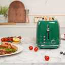 Roter Mond 4 Slice Toaster Retro Stainless Steel Toaster with Bagel, Cancel, Defrost Function and 6 Bread Shade Settings Bread Machine, Long Extra Wide Slots and Removable Crumb Tray, Green
