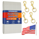 sprookber 50Ft Flagpole Rope Kit, 5/16" Nylon Halyard with 4 Zinc Alloy Swivel Snap Hook, Heavy Duty and Weather Resistant Replacement FlagPole Accessories for Outdoor Flagpole and Other Utility Use