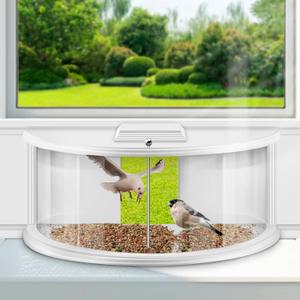 Window Bird Feeders for Viewing Inside House, Inside Window Bird Feeder, 180° Clear View, Stable & Durable, Easy to Install and Feed, Windproof Baffle, for 24-38 Inch Windows