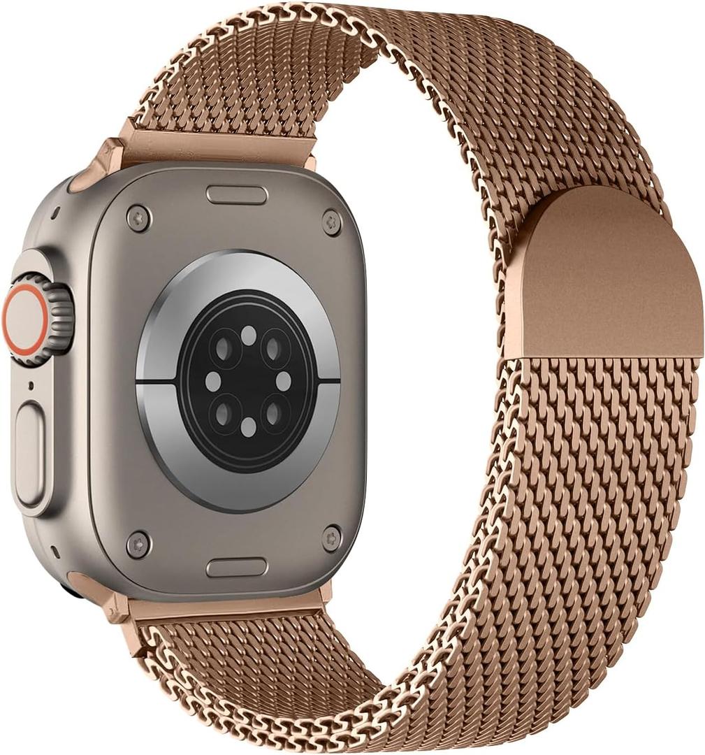 BXUXOHS Milanese Mesh Loop Compatible for Apple Watch Ultra 3/2/1 Band 49mm 46mm 45mm 44mm 42mm 41mm 40mm Men Women,Stainless Steel Metal Magnetic Strap for iWatch Ultra Series 11/10/9/8/7/6/5/4/SE