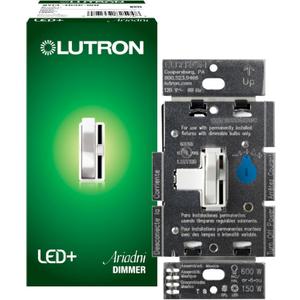 Lutron Ariadni/Toggler LED+ Dimmer Light Switch for Dimmable LED, Halogen and Incandescent Dimmer Switch, 150W, Single-Pole/3-Way, AYCL-153P-WH, White