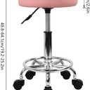 KKTONER PU Leather Round Rolling Stool with Foot Rest Swivel Height Adjustment Spa Drafting Salon Tattoo Work Office Massage Stools Task Chair (Pink)
