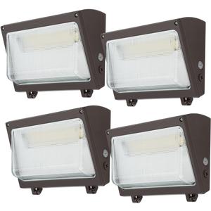 kadision LED Wall Pack Light 120W 100W 80W Adjustable, 3000K 4000K 5000K Selectable, 0-10V Dimmable Dusk-to-Dawn Outdoor Wall Lights for Yard, Parking Lot, 120-277V ETL-Listed 4 Pack