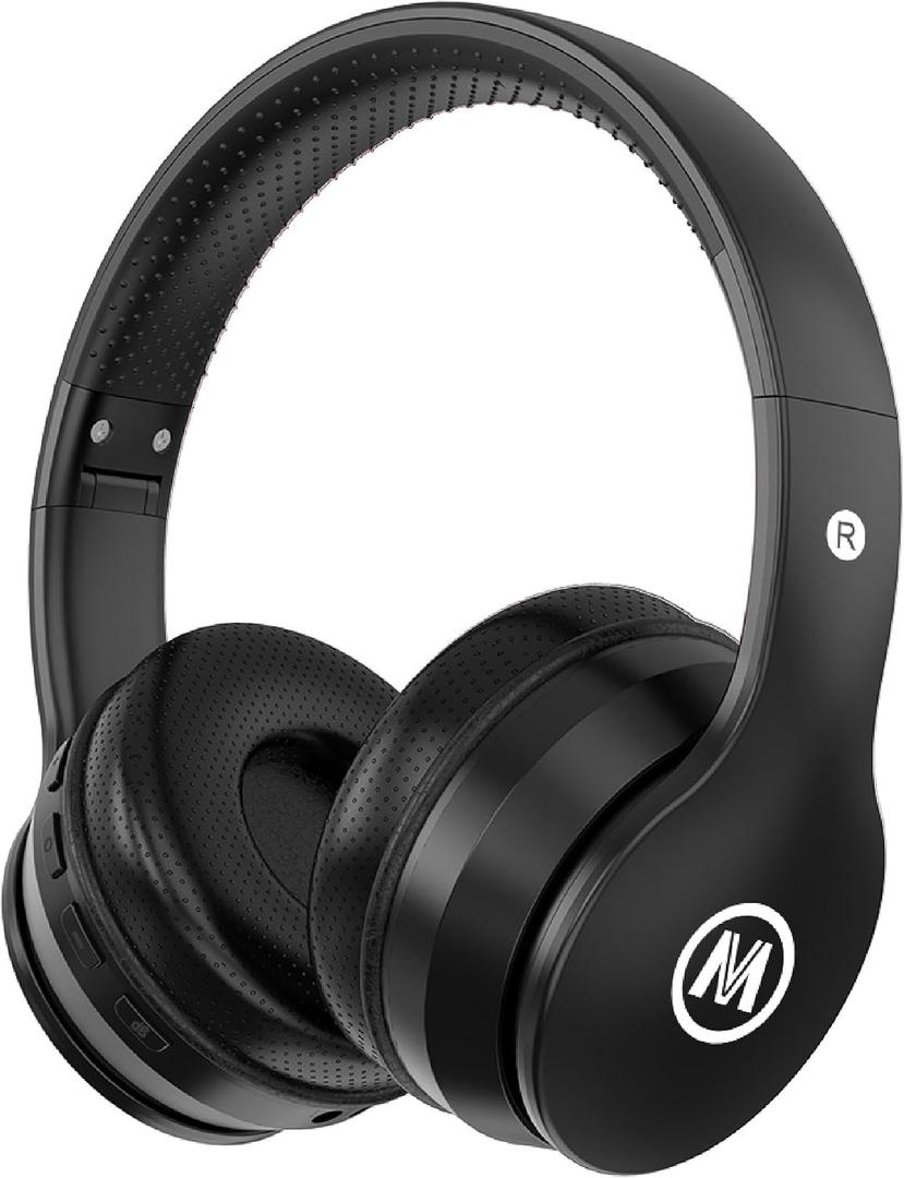 Mokata Headphones Kids Bluetooth 5.4 Wireless Play Time 68H Safe Volume Limit 85/94dB Over-Ear Foldable Headset,Fast Charging,with Aux Cord Built-in Mic for Toddler Child Pad Study Tablet Black