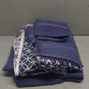 Modern Threads Trefoil Filigree 6-Piece 100% Cotton Towel Set – Reversible Yarn Dyed Jacquard – Includes 2 Bath Towels, 2 Hand Towels, 2 Washcloths – Absorbent, Quick Dry, Soft & Durable – Navy Blue