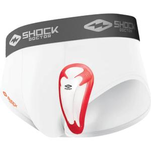 Shock Doctor Boy's Core Brief with BioFlex Athletic Cup, Moisture Wicking Vented Protection, Youth Sizes (Medium, White)
