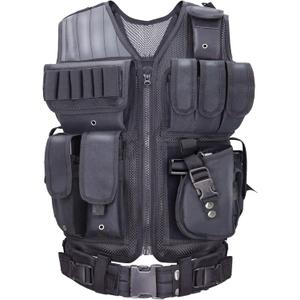 SAMSIER Airsoft Vest Adult Adjustable S-XXXXL, Tactical Vest for Men Lightweight Breathable 600D Nylon, Youth Combat vest for Paintball Training Black