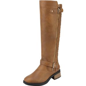 DREAM PAIRS Women's Knee High Boots Wide Calf Low Heel Riding Boots Fall Tall Boots for Women (7, Camel)