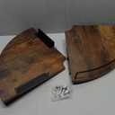 Corner Floating Shelves, Rustic Brown Wood, Set of 2, Wall Mount Storage with Guardrail for Bathroom Kitchen Living Room
