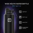 IRON FLASK Camping & Hiking Hydration Flask with Spout, Wide Mouth Insulated Stainless Steel Sports Water Bottle - 40 oz Midnight Black