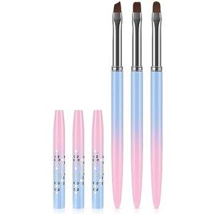 JASSINS Nail Art Clean Up Brushes, 3 Pcs Flat/Oval/Fine Angled Gel Nail Brushes,For Nail Art Design Painting DIY and Cleaning Polish Mistake on the Cuticles (Color)