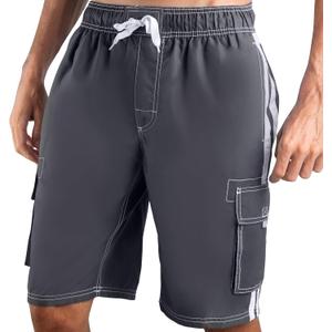 Kanu Surf Men's Barracuda Swim Trunks, 9" Inseam (Regular & Extended Sizes) (Large, Charcoal)