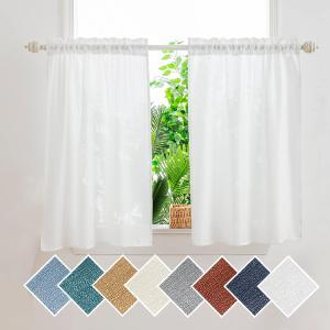 Yancorp White Linen Textured Short Kitchen Tier Curtains - 36 Inch Length, Farmhouse Cafe Style for Small Windows in Bathroom, Laundry Room (White, W24 x L36)