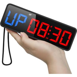 ANJANK Small Portable Gym Timer Clock, Strong Magnet, Workout Interval Timer with Powerful Battery, Stopwatch, Remote Control, Adjustable Brightness, Fitness Digital Timer for Home/Garage/Boxing (Black)