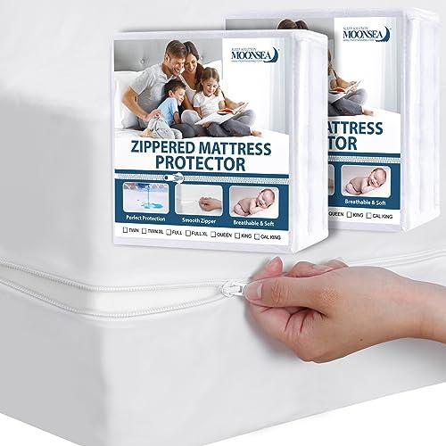 Twin Mattress Protector Waterproof 2 Pack Zippered for Kids, 6-Side Waterproof Twin Size Mattress Encasement, Box Spring Cover