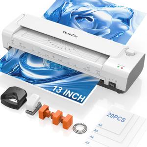 Laminator Machine 13 Inch Lamination Machine with Auto Paper Feed, Never Jam A3 Thermal Lamination, 20 Laminating Sheets 10-in-1 Laminator with Cutter, Trimmer & Corner Rounder for Office School Home (White)