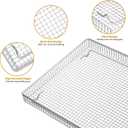 Air Fryer Tray Replacement for Cuisinart TOA-60 TOA-65 TOA-70 Airfryer Convection Toaster Oven, 12.4"x11" Stainless Steel Baking Sheet Pan and Mesh Wire Rack Basket Accessories Parts, Dishwasher Safe