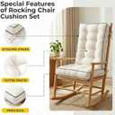 1 MIDDLE ONE Rocking Chair Cushion Outdoor Indoor, Memory Foam Replacement Rocking Chair Pads, Set of Thicken Seat & Back Cushions with Ties for Rocker (Black, 22"X17"/17"X17")