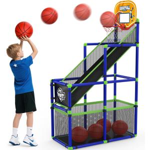 EagleStone Arcade Basketball Hoop Game Indoor, Ajustable Height Indoor Basketball Hoop with 4 Balls Storage Design for Kids,Perfect Sports Outdoor Play Toys for Kids Age 3 to 8 Years