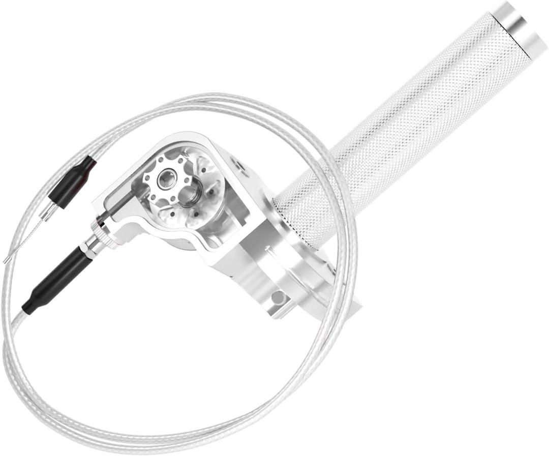 Throttle Grip Throttle Cable Motorcycle 22mm Universal CNC Aluminum Accelerator Throttle Twist Grips Handlebars for KLX CR CRF EXC XR TTR CB SSR ATV Dirt Bike Pit Bike (Silver)