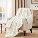 Westinghouse Electric Blanket Heated Throw, Super Cozy Luxury Polyester with 6 Heating Levels & 2-10 Hours Auto Off, Fast Heating & Overheat Protection, 50x60 Inch, Beige (Ivory Stripe)