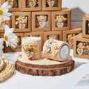24 Pcs Rustic Wedding Party Favor Candle Holders Bridal Shower Favors Wooden Candles Favors Gifts Souvenirs for Guest Romantic Gifts Wedding Decorations (Light Brown)