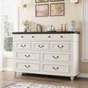 Tall Dresser for Bedroom 9 Drawer Chest of Drawers, Farmhouse Dressers for Bedroom, Large Dresser for Closet, Dressers & Chests of Drawers (White, 53.5" W x 36.2" H)
