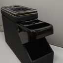 Center Console Between Seat Organizer for Minivans, SUVs, with Key Holder & Cup Holders ,phone storage for Minivan &SUVs, Middle Van Floor Console Organizer Storage Box- Black