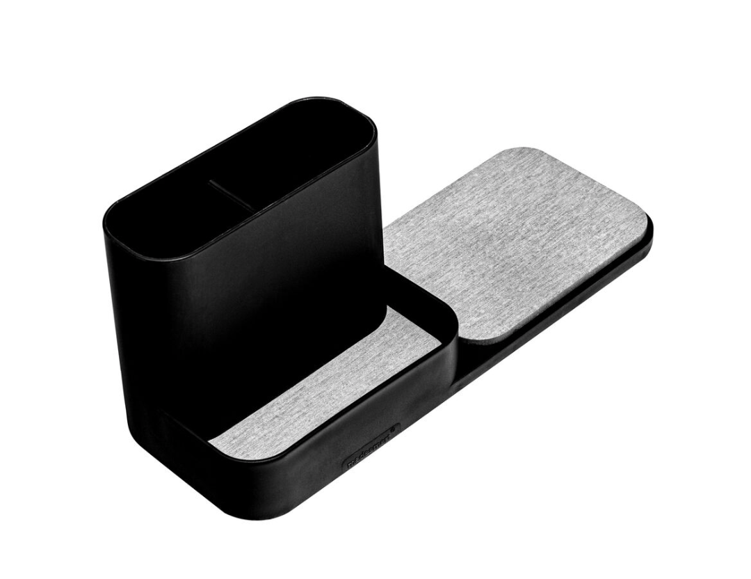 madesmart Drying Stone Sink Station, Fast-Drying Kitchen Counter Organizer, Diatomaceous Earth, Natural Stone Absorption for Sponges & Brushes, Non Slip Base, Carbon