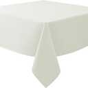 Biscaynebay Textured Fabric Square Tablecloths 70x70 Inches, Ivory Water Resistant Card Table Cloth Folding Table Cover for Dining, Kitchen, Wedding and Parties etc. Machine Washable