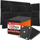 24 Pack Acoustic Panels – Sound Proof Foam Panels for Wall 12"x12"x2", Flame Retardant Wedge Acoustic Foam, High-Density Sound Absorbing Panels for Home Studio(Black, 2" Thick 24 Pack)