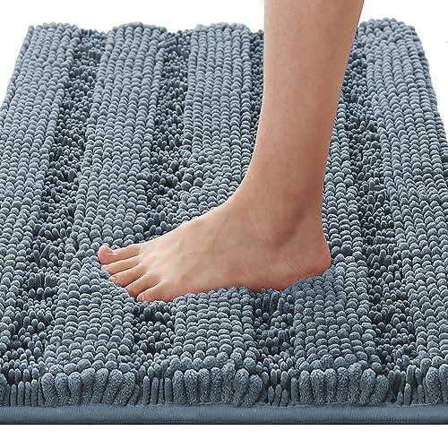H.VERSAILTEX Bath Mats for Bathroom Non Slip Luxury Chenille Striped Bath Rug Absorbent Non Skid Fluffy Soft Shaggy Rugs Washable Plush Carpet Mats for Bath Room, Tub