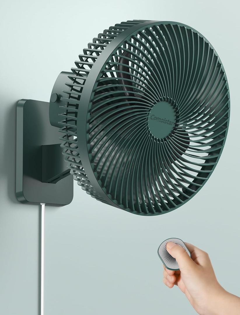 10 Inch Oscillating Wall Mount Small Fan with Remote Control and Timer, 4 Speeds, Included Adapter, 60Adjustable Tilt, High Velocity, 1.8m Cord, Quiet, for RV Bedroom Kitchen Gym, Garage 10 Inch Oscillating Wall Mount Small Fan with Remote Control and Timer, 4 Speeds, Included Adapter, 60Adjustable Tilt, High Velocity, 1.8m Cord, Quiet, for RV Bedroom Kitchen Gym, Garage