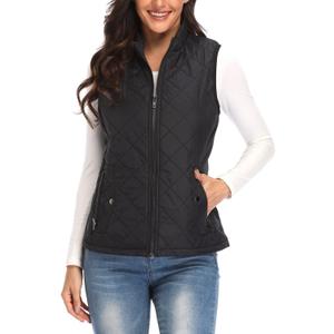Argstar Women's Vest, Quilted Lightweight Zip Pockets Padded Gilet (Medium, Black)