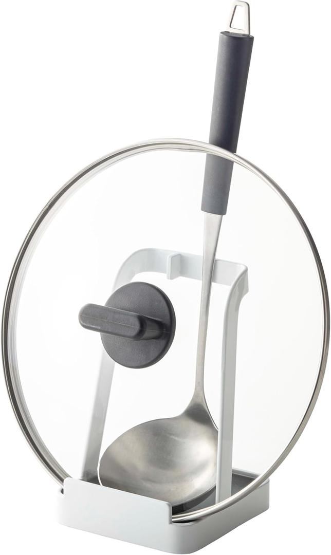 YAMAZAKI Home Tower Ladle Holder - Lid Stand For Utensils In Kitchen - Steel (Small, White)