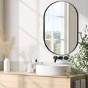 ANDY STAR Large Oval Black Bathroom Vanity Mirror, 30x40 Inch, Stainless Steel Metal Frame, Shatterproof Glass, Wall Mounted