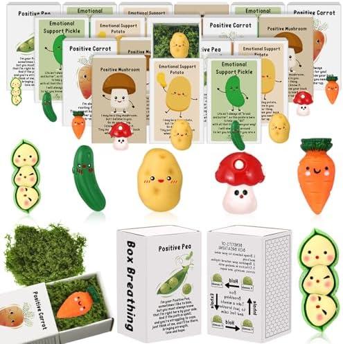 Cinnvoice 75 Set Bulk Gifts Employee Appreciation Gifts for Coworker Back to School Desk Pets for Student Teacher Thank You Emotional Support Cute Resin Ornaments with Cheer up Card Box (Mushroom)