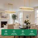 20-Light Modern Gold Rectangle Chandeliers for Dining Room Light Fixture, 2 Tiers Wave Crystal Glass Chandelier for Kitchen Island Living Room, L39.4''
