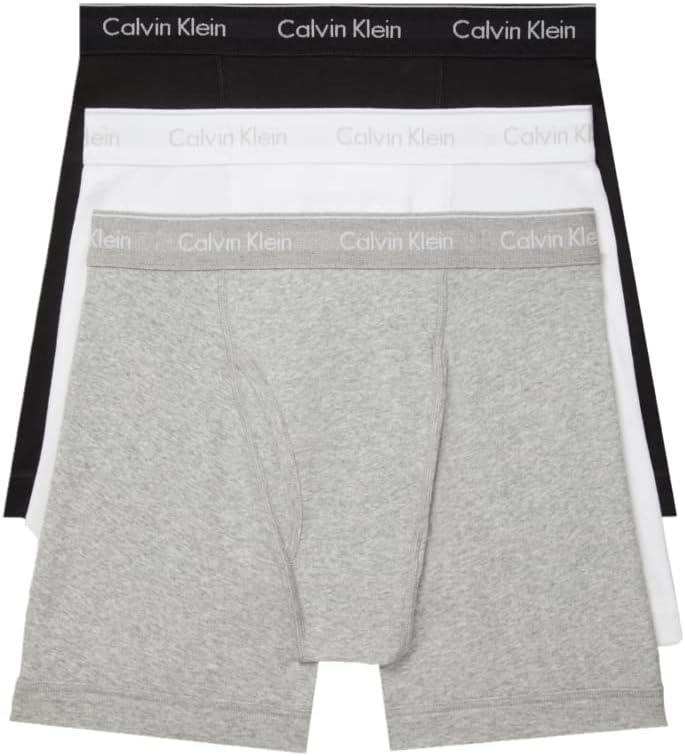Calvin Klein Men's Cotton Classics 3-Pack Boxer Brief (Large, Black, Grey Heather, White)