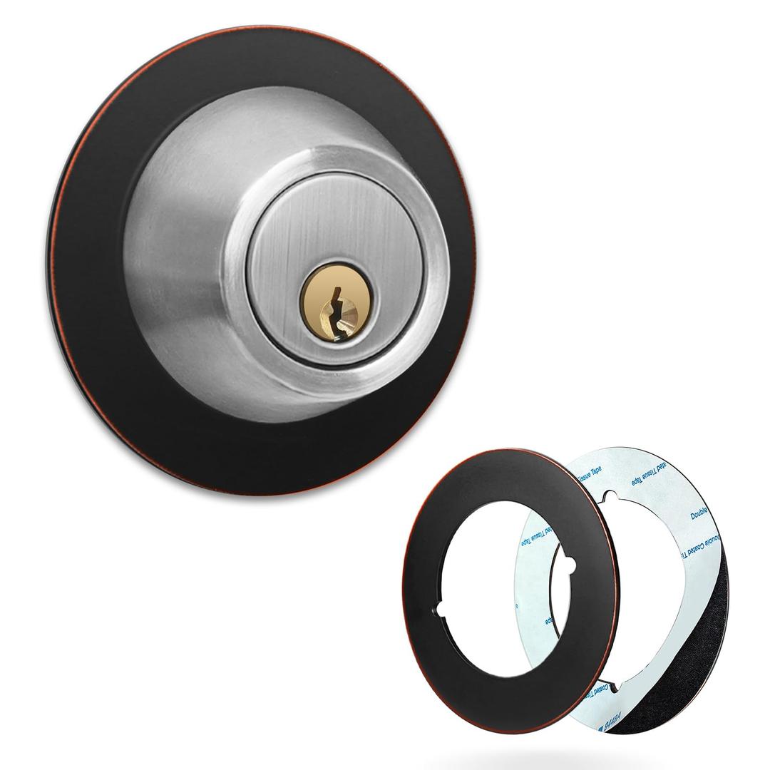 MOSECYOU Door Handle Reinforcement Backplate, Oil Rubbed Bronze 2Pcs, Door Knob Decorative Ring Plates, Scar Plates for DoorKnob/Deadbolt, Door Hole Spacer (2)
