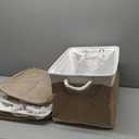 HOdo Home 15.811.89.5 In/3PCS Fabric Storage Bins with Drawstring Closure and 2 Bold Handles, Collapsible Large Cubes Canvas Baskets for Organizing Shelf Nursery Home Closet (White and Yellow)