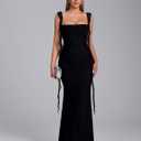 Auraxe Formal Wedding Guest Long Dresses for Women Elegant Bodycon Ruffle Corset Cocktail Party Maxi Dress (Black, Medium)