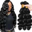 22 24 26 Inch #1B Loose Wave Bundles #1B Natural Black Loose Wave Bundles Human Hair Unprocessed Virgin Human Hair Bundle 150g